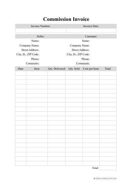 Commission Invoice Template