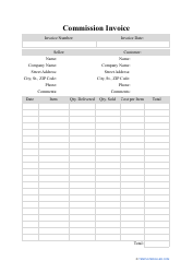 Commission Invoice Template Download Printable PDF | Templateroller