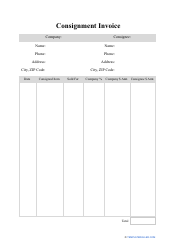 Consignment Invoice Template Download Printable PDF Templateroller