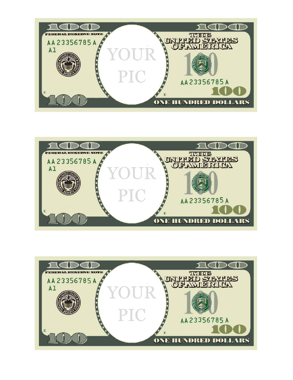 One Hundred Dollar Bill Photo Frame Template Preview