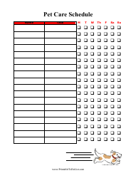 Document preview: Pet Care Schedule Template