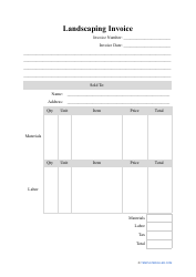 Document preview: Landscaping Invoice Template