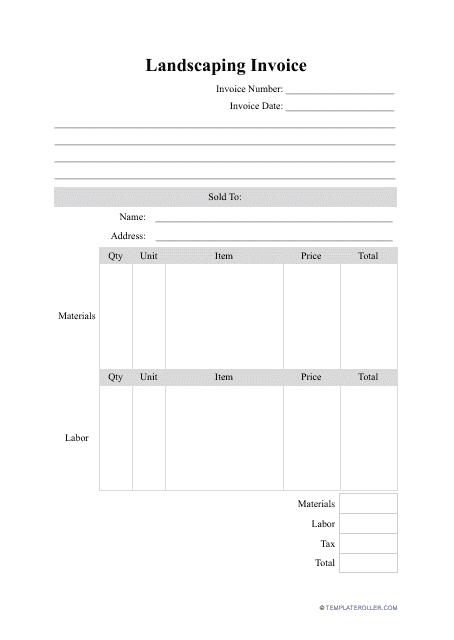 "Landscaping Invoice Template" Download Pdf