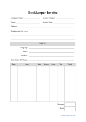 &quot;Bookkeeper Invoice Template&quot;
