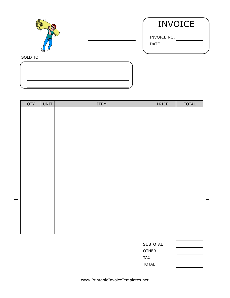 Carpet Purchase Invoice Template, Page 1