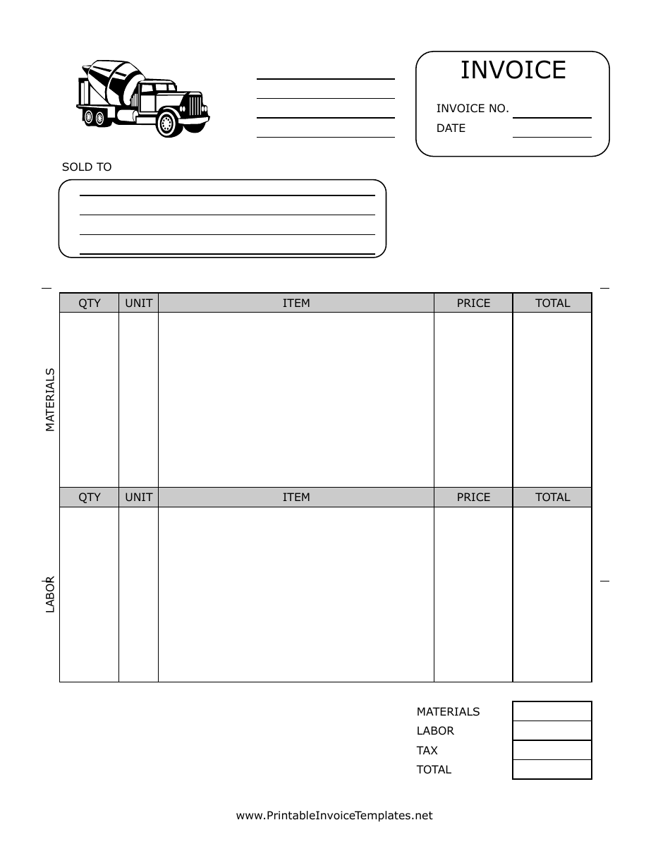 Paving Invoice Template, Page 1