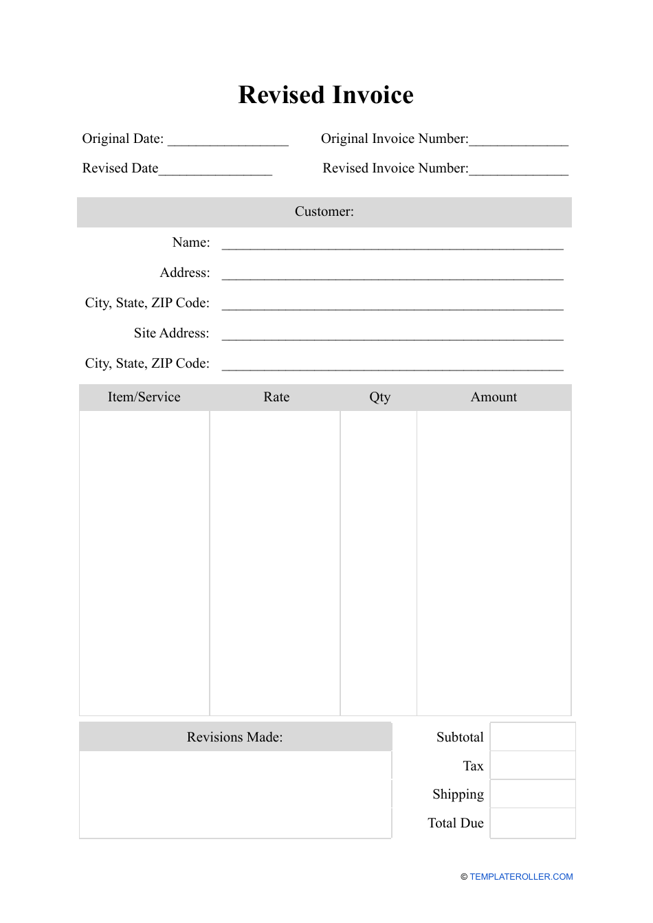 Revised Invoice Template - Fill Out, Sign Online and Download PDF ...