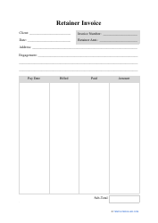 Document preview: Retainer Invoice Template