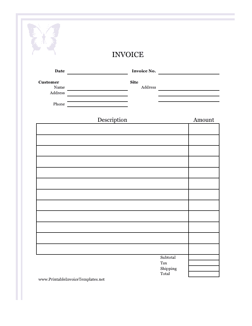 Butterfly Invoice Template