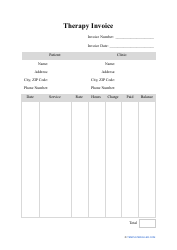 Document preview: Therapy Invoice Template