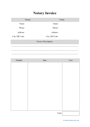 Document preview: Notary Invoice Template
