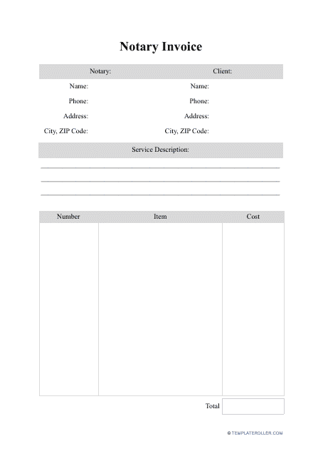 notary invoice template download printable pdf templateroller