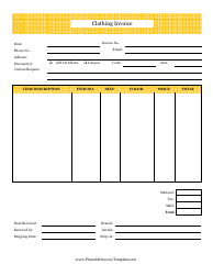 &quot;Clothing Invoice Template&quot;