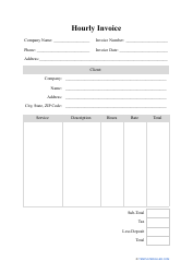 Document preview: Hourly Invoice Template