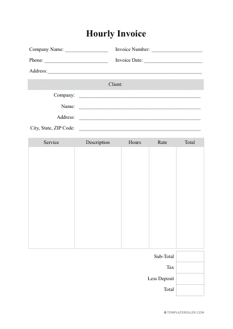 Hourly Invoice Template Fill Out Sign Online and Download PDF