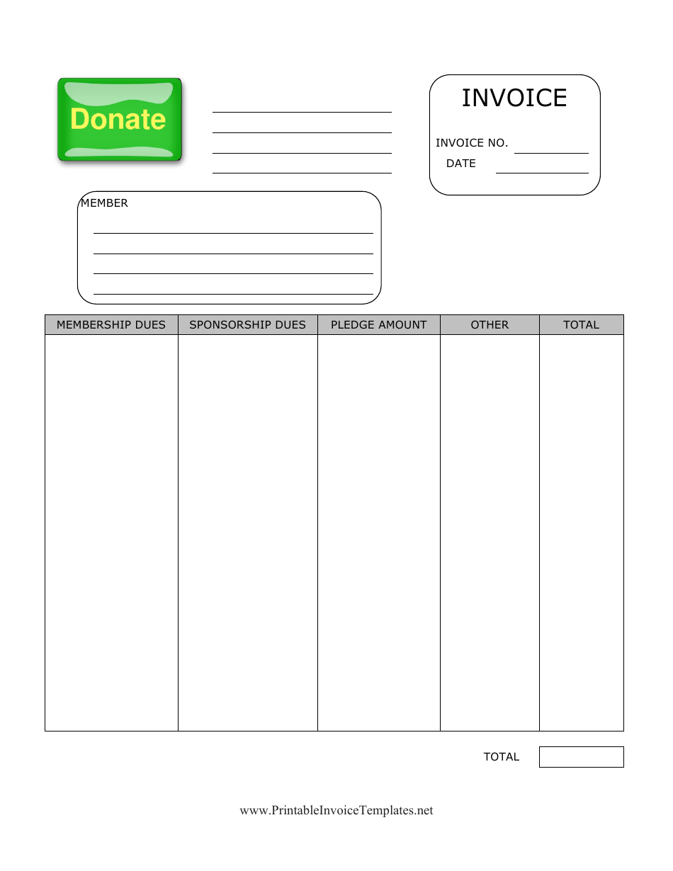 Donation Invoice Template, Page 1