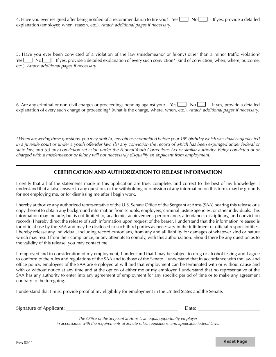 Employment Application Form, Page 4