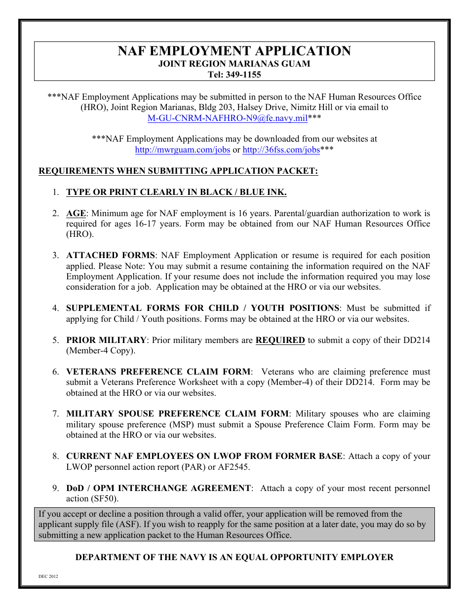 NAF Employment Application Form Fill Out Sign Online and Download NAF Employment Application Form Fill Out Sign Online and Download