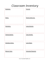 Document preview: Classroom Inventory Template - Empty Fields