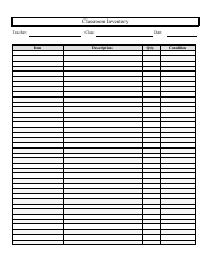 Document preview: Classroom Inventory Template - Big Table
