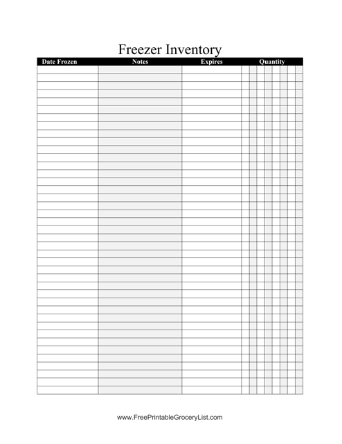 Freezer Inventory Template Download Printable PDF Templateroller