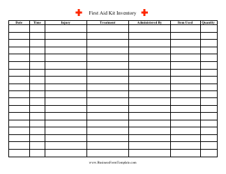 Document preview: First Aid Kit Inventory Template