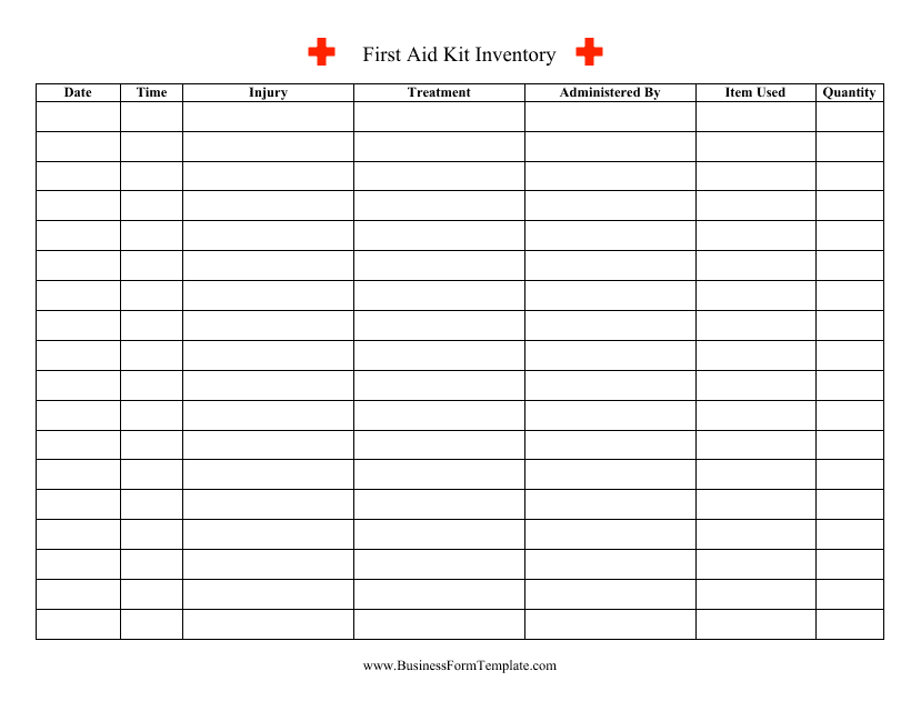 First Aid Kit Inventory Template Download Pdf