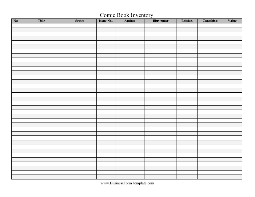 Comic Book Inventory Template Download Printable Pdf Templateroller