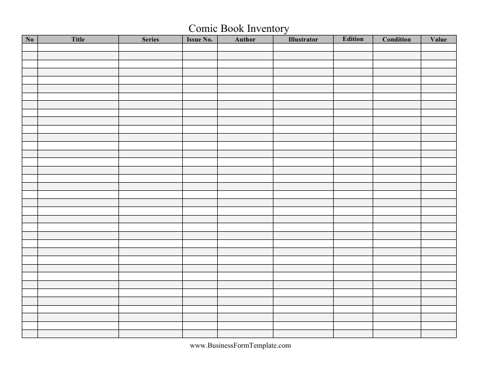 Comic Book Inventory Template Download Printable PDF Templateroller