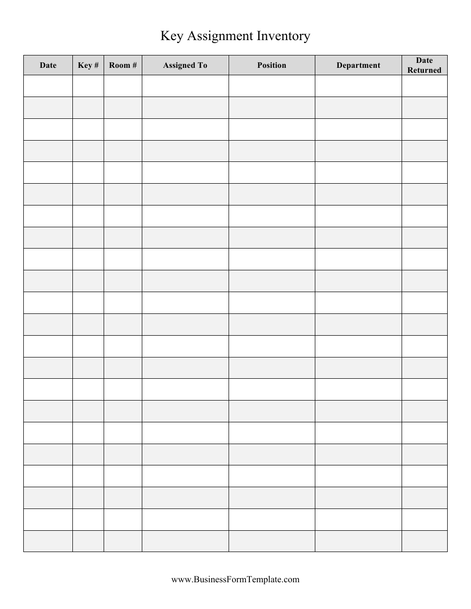 Key Assignment Inventory Spreadsheet Template - Image Preview