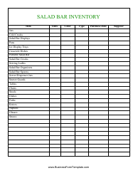 Document preview: Salad Bar Inventory Template