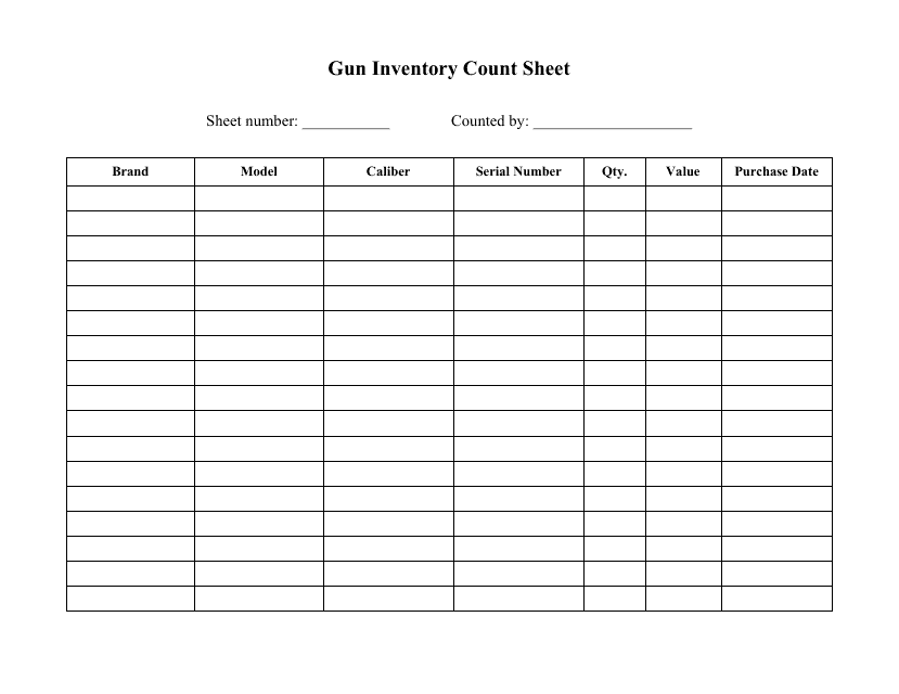 Free Printable Gun Inventory Sheet Printable Word Searches