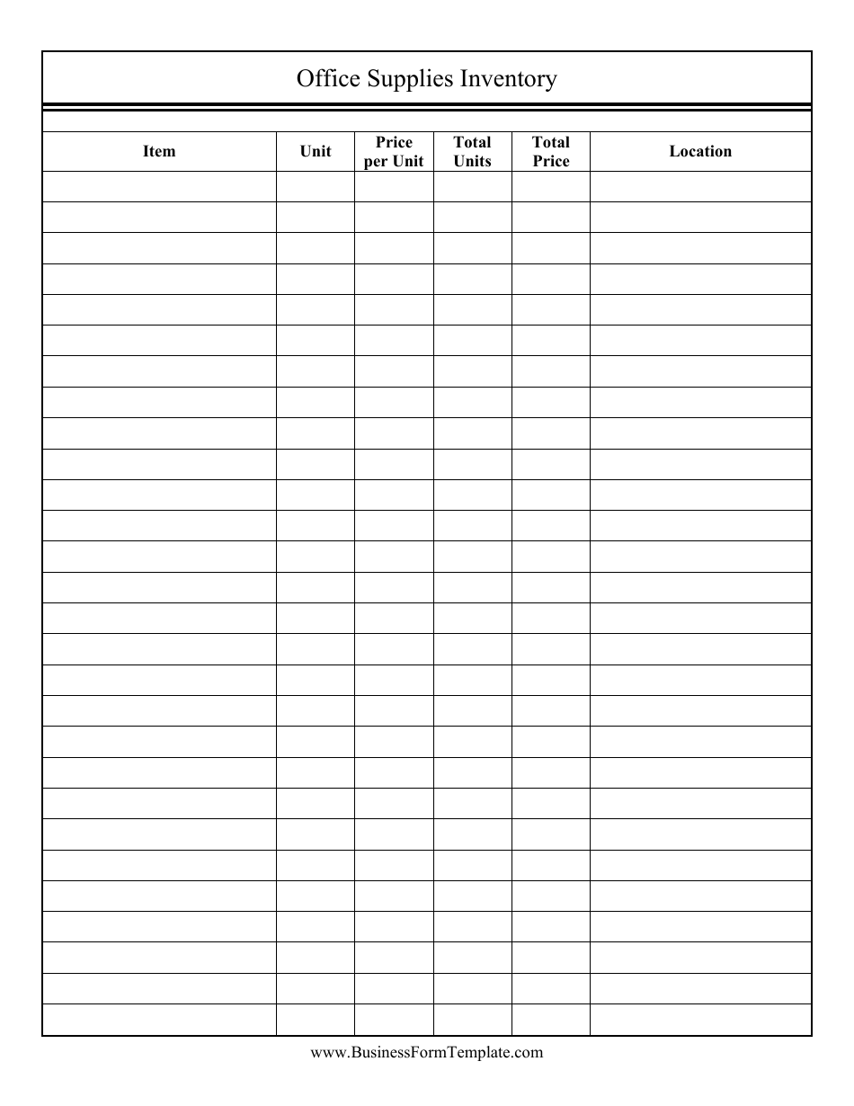 Office Supplies Inventory Template - Preview Image