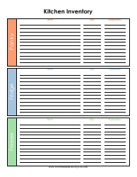 Document preview: Kitchen Inventory Template - Varicolored