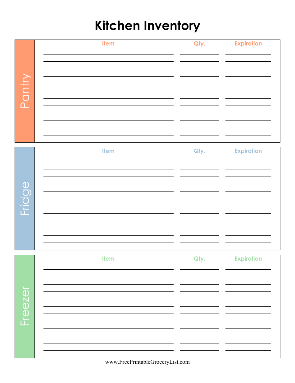 Kitchen Inventory Template Varicolored Download Printable PDF 