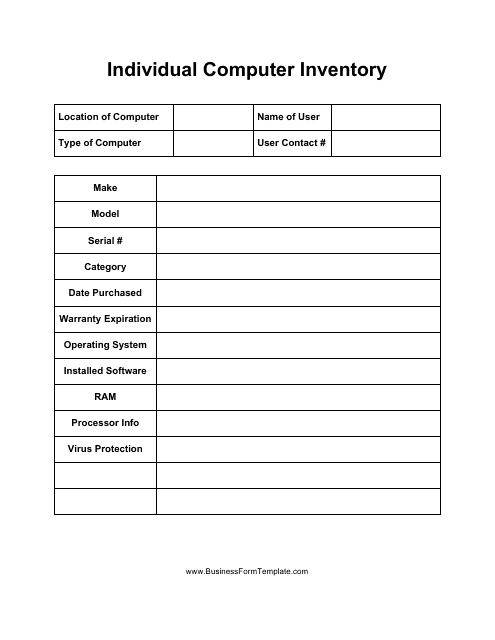 Individual Computer Inventory Template