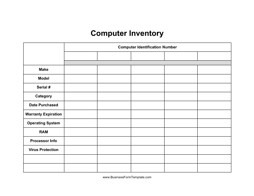 &quot;Computer Inventory Template&quot; Download Pdf