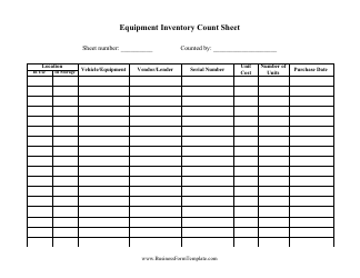 Document preview: Equipment Inventory Template - Big Table