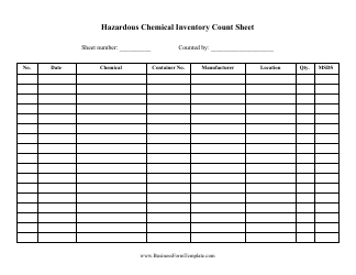 Document preview: Hazardous Chemicals Inventory Template