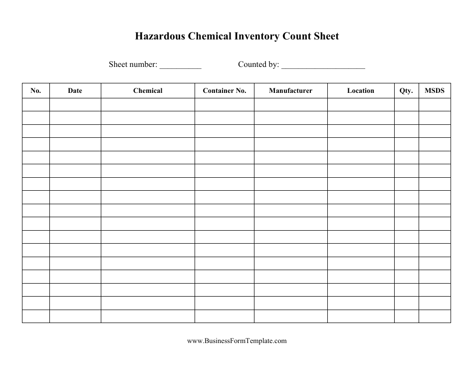 Hazardous Chemicals Inventory Template Download Printable PDF