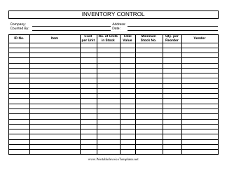Document preview: Inventory Control Template