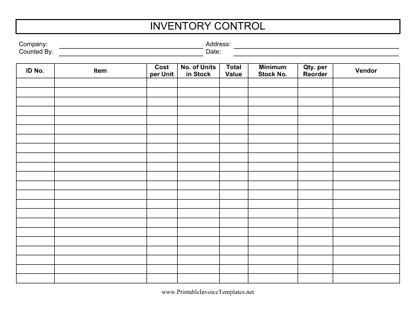 Inventory Control Template