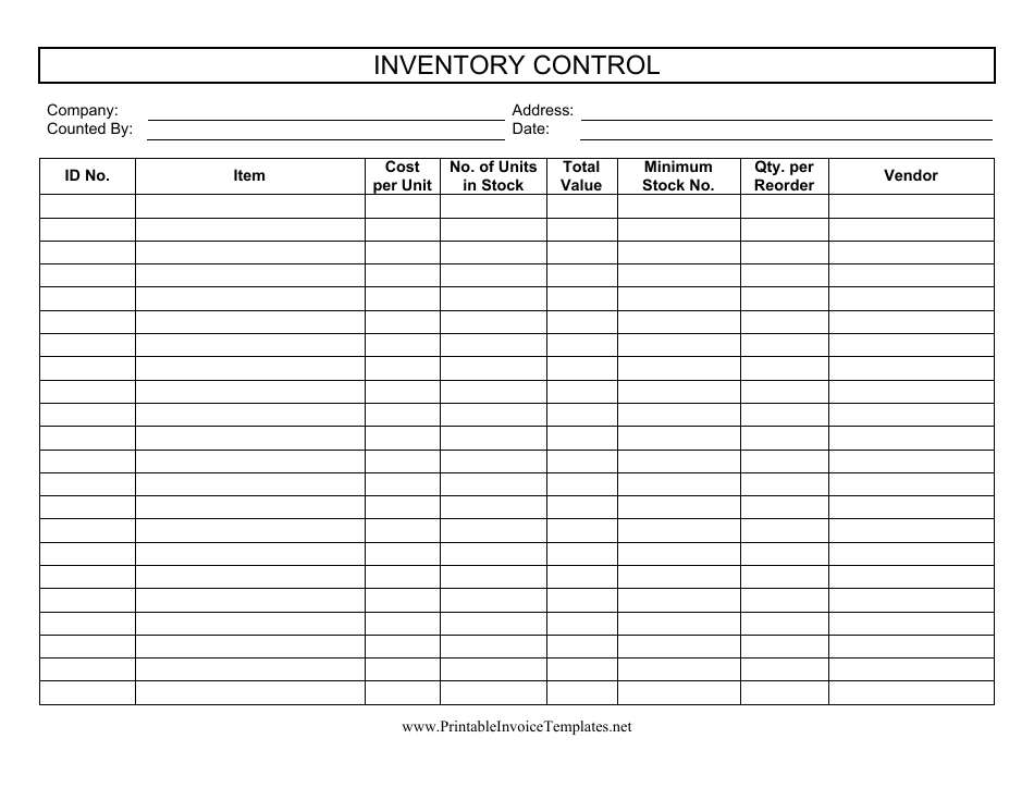 Inventory Control Template Download Printable PDF Templateroller
