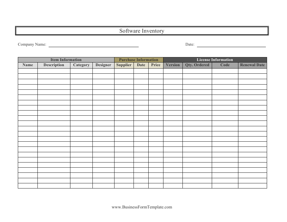 Software Inventory Template - Preview Image
