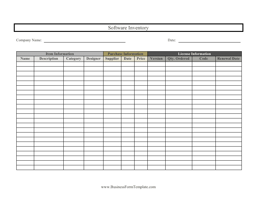 Software Inventory Template - Preview Image