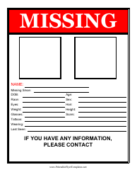 Document preview: Red Missing Person Poster Template With Two Pictures