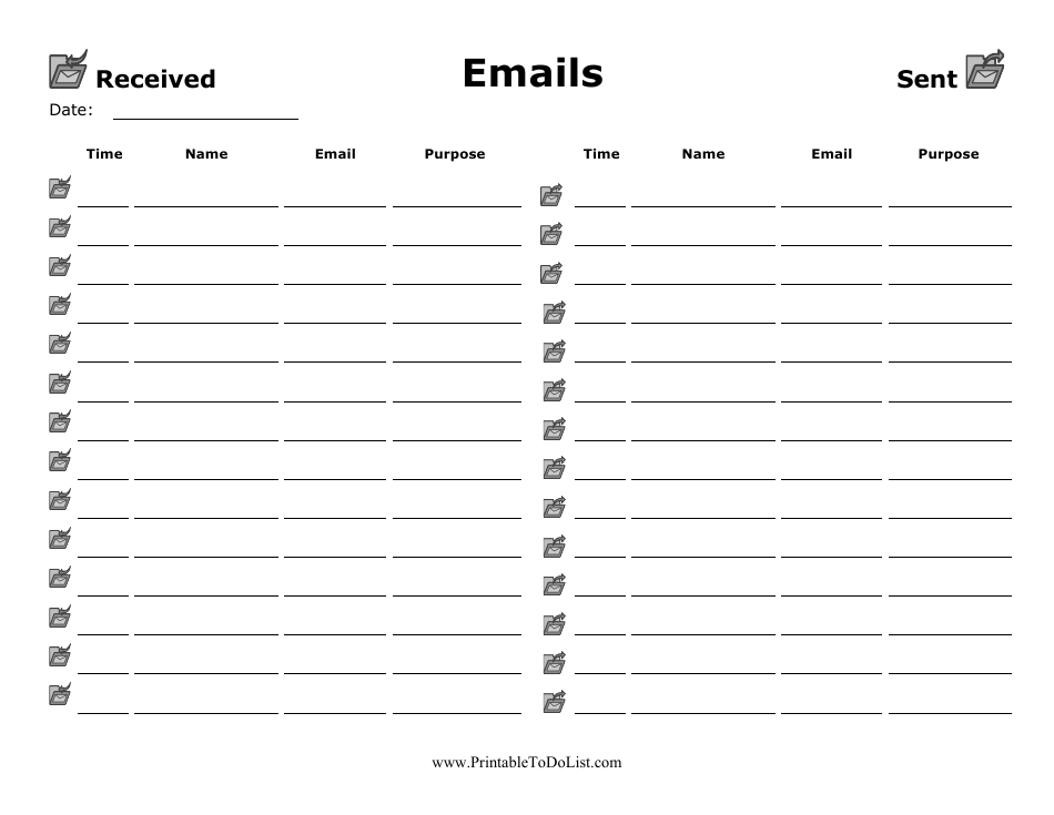 Incoming/Outgoing Email Log Template - Preview