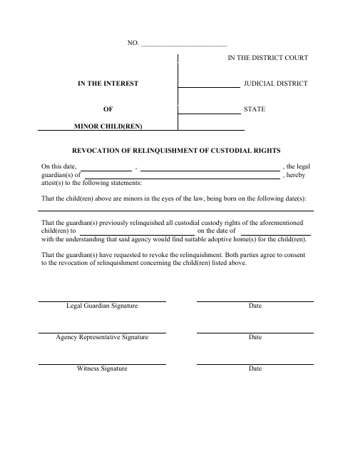 Revocation of Relinquishment of Custodial Rights Agreement Template Download Pdf