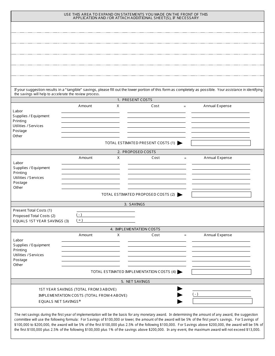 State Form 922 Submission to Indiana State Employee Suggestion Program - Indiana, Page 2