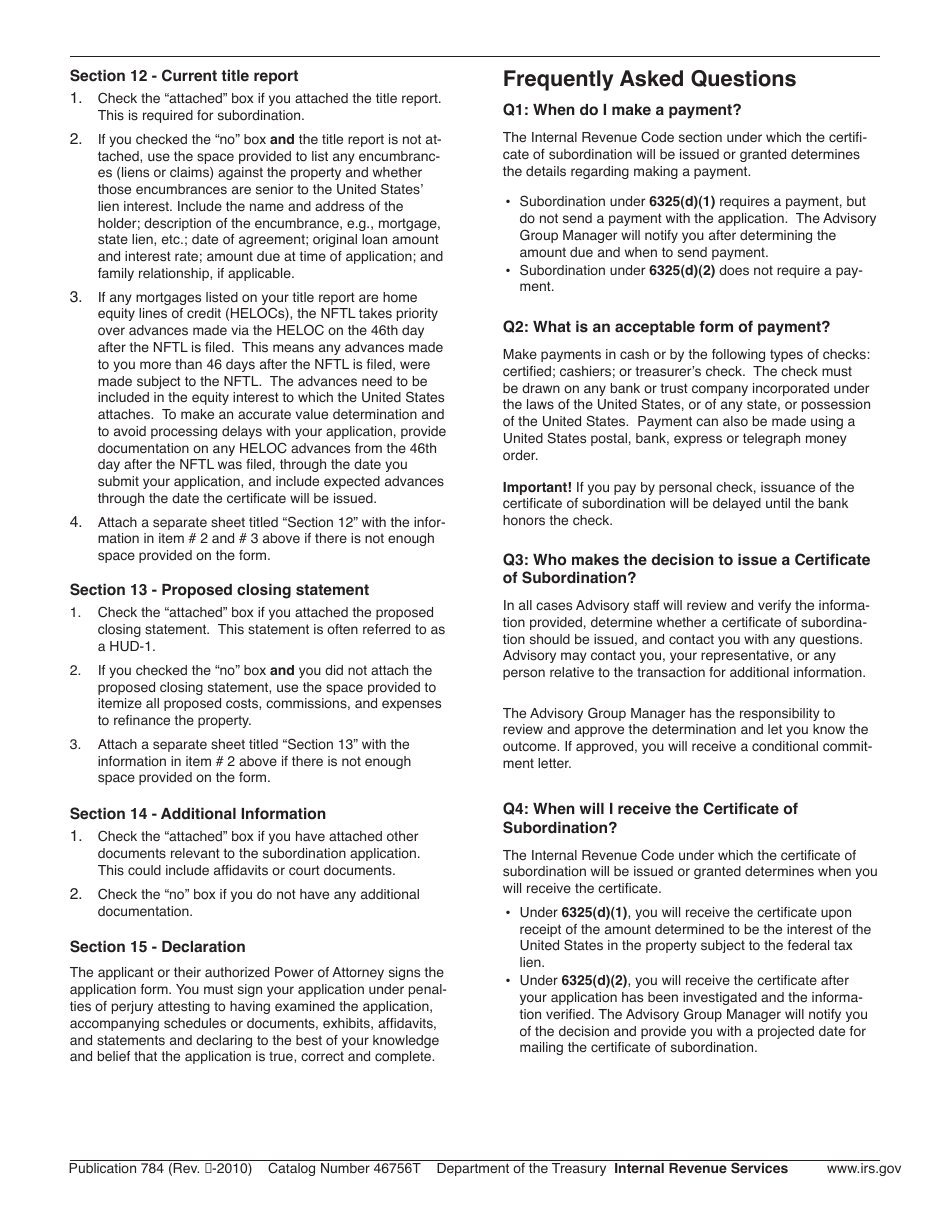 IRS Form 14134 Application for Certificate of Subordination of Federal Tax Lien, Page 3